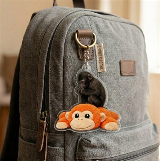 Punch Monkey Keychain - Baby Monkey Holding Plush Toy Acrylic Keychain, Punch Monkey Bag Charms, Gift for Animal Lovers - Etsy