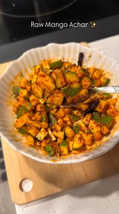 Tangy, spicy, and full of summer vibes — homemade raw mango achar ready to steal the show! Ingredients: • Raw mangoes, mustard seeds, red chili powder, salt, olive oil, cumin seeds, dry red chili. Instructions: 1. Wash, dry, and cube mangoes (keep the skin). 2. In a bowl, mix mangoes with mustard seeds, red chili powder, salt. 3. Heat olive oil to smoking, add dry red chili and cumin seeds. 4. Pour warm oil over the mango mix and stir well. 5. Transfer to a dry glass jar. 6. Keep in sunlight 3–5