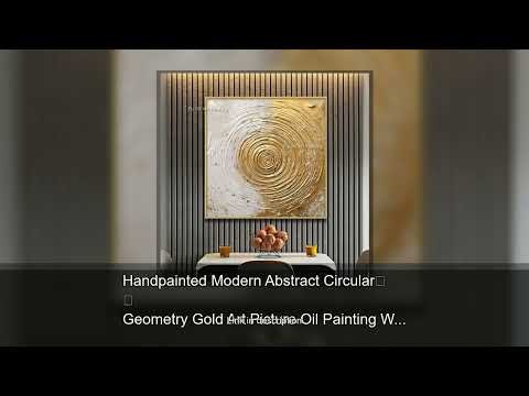 Handpainted Modern Abstract Circular Geometry Gold Art Picture Oil Painting Wall For Living Roo