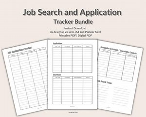 Job Bewerbung Tracker Printable Bundle: Bearbeitbarer Jobsucheplaner (PDF) - Etsy.de