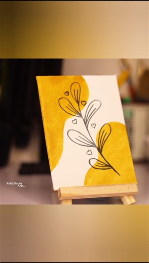 easy painting stem in yellow vibes in mini canvas / rohit ratan arts