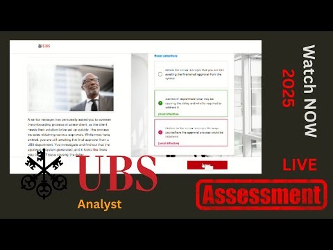 UBS Analyst Assessment | Real Scenario-Based Assessment (No Technical Questions)