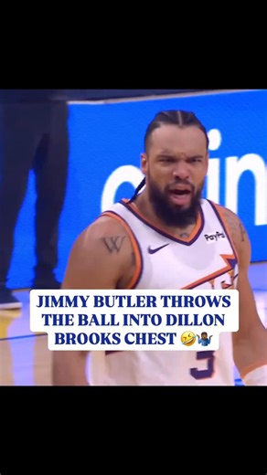 Mike & Drew Sports - DETROIT🎒🏁 on Instagram: "Jimmy Butler throws the ball into Dillon Brooks chest 🤷🏾‍♂️ Warriors not playing with Dillon Brooks tonight . . . #jimmybutler #dillonbrooks #stephencurry #warriors #pheonixsuns"