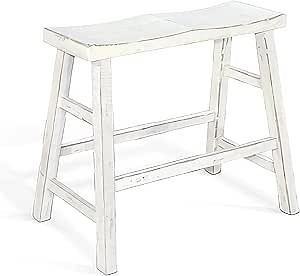 Benzara Rena Bar Height Bench- Trestle Legs with Footrests- Mahogany Wood