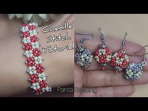 DIY Beaded chenille stitch Earrings tutorial 💐