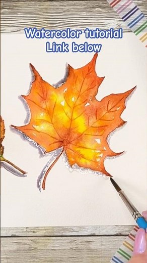 Watercolor Fall Autumn leaf tutorial, step by step, fun and easy