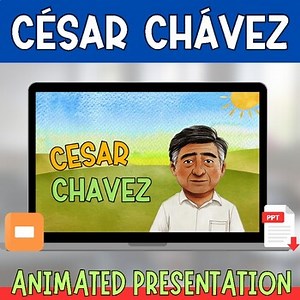 Cesar Chavez Day PowerPoint & Google Slides | K-3rd Grade | Editable & No-Prep