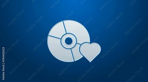 White line Adult label on compact disc icon isolated on blue background. Age restriction symbol. 18 plus content sign. Adult channel. 4K Video motion graphic animation. Stock Video