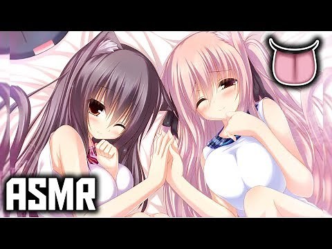 Two Cute Anime Nekos Lick Your Ears Twin Ear Eating ASMR -MoistASMR💦