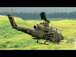 Japan's Army AH-1S Cobra Attack Helicopter BGM-71 TOW & M197 20mm Electric Cannon Live-Fire JGSDF