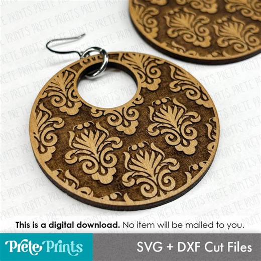 Damask Pattern Earrings SVG - Digital Download, Laser Cut Earring Files, Earring SVG File, Ornate Earrings - Etsy