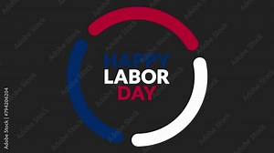 Happy Labor Day Text Animation In Colorful Circle Moving Background, Happy Labor Day motion graphic video for enjoying and celebrating labor day.