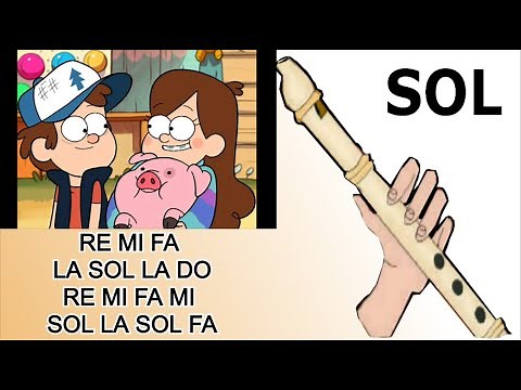 Gravity falls, flauta dulce fácil, tutorial con animación, easy flute recorder