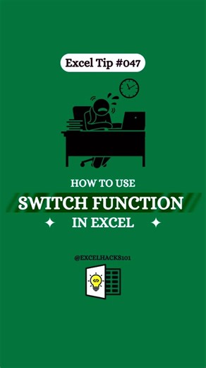 How to Use SWITCH Function in Excel | Excel मे SWITCH function कैसे करे | #excel #microsoft #shorts.