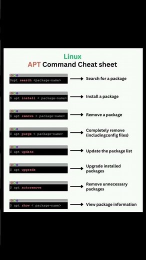 Top 8 APT Linux Commands for Beginners | Ubuntu Terminal Cheat Sheet 🔥 #Linux #Shorts