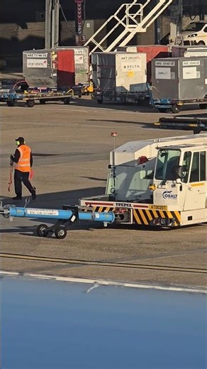 Ground Crew Action After Plane Pushback ✈️ | Tow Bar & Tow Truck Action #Shorts