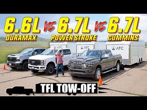 Mega Diesel TOWING Drag Race: Chevy vs Ford vs Ram - Which Is the FASTEST HD Truck? TFL Tow-Off