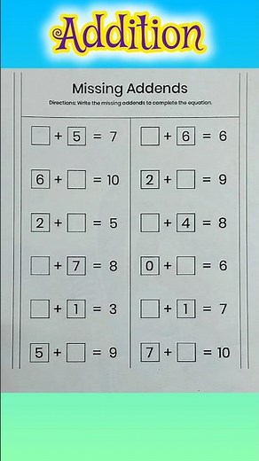 Addition : Missing Addends #addition #maths #mathshorts #shorts