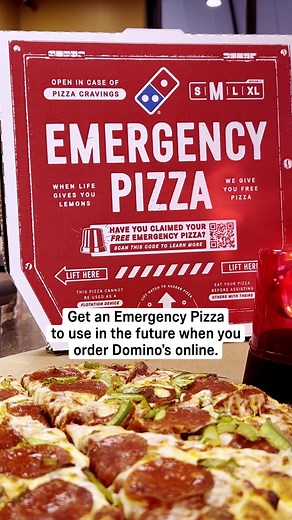 Don’t let a pizza emergency get you down! Order Domino’s online now and get a FREE Emergency Pizza to use on your next online order.