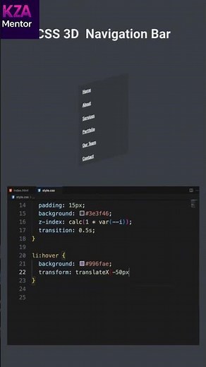 3D Navbar Using Only HTML & CSS
