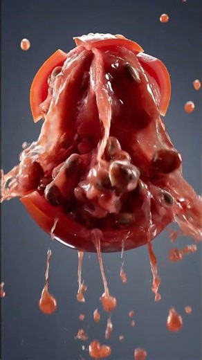 Ultra-Realistic🍅 Tomato Implosion in Slow Motion | Cinematic Physics Simulation 4K|Shorts