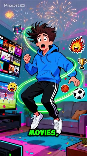 Create a crazy funny cartoon thumbnail–style video for IPTVGREAT Show a character sitting peacefull