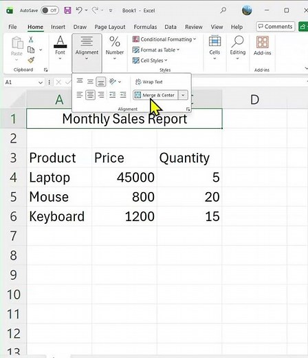 How to Use Merge & Center in Excel | Merge Cells & Create Professional Headings | Excel Tutorial