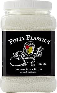 Professional-Grade Moldable Plastic Pellets by Polly Plastics - Cosplay & Hobbyist Supplies for Crafting, Repairs, and More - EZ Grip Jar with Idea Booklet (35 oz)