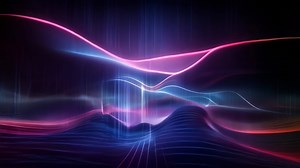 Download Abstract digital landscape with glowing lines and dots representing data visualization and futuristic technology. for free