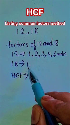 hcf by listing comman factors method