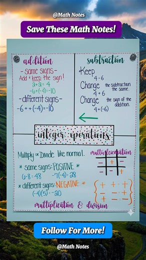 SAVE THESE USEFUL INTEGERS OPERATION Math Notes | Math Notes
