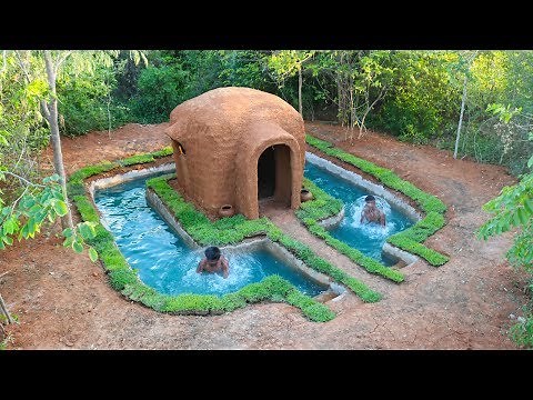 Building Swimming Pool Around The Mud house | Building Skill