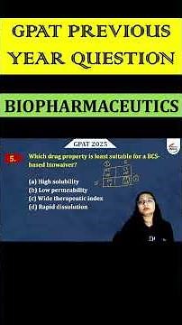 BCS Classification MCQ - Biopharmaceutics #gpat #gpatmcq #druginspector #pharmacyindia #gpatmcq