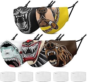 Breathable Face Mask with Nose Wire & Adjustable Ear Loops, 5 Pcs Reusable 3-Ply (Flowers 1)