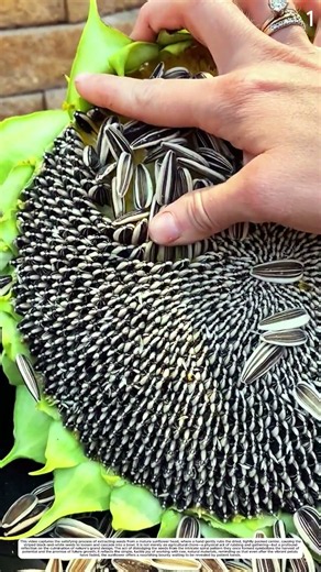 Bountiful Sunflower Head: How Gentle Rubbing Releases Ripe Seeds Clean