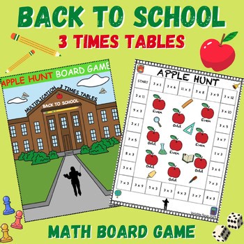 Back to School | 3 Times Table Board Game: 3rd & 4th Grade Math Fluency Activity