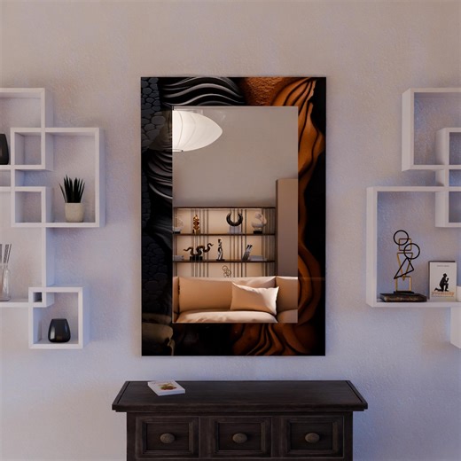 Frameless Wall Mirror, Minimalist Mirror, Boho Wall Mirror, Mirrors, Contemporary Mirror, Modern Wall Mirror, Tempered Glass Wall Mirror, - Etsy