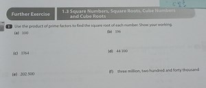 Further Exercise1.3 Square Numbers, Square Roots, Cube Numbers... | Filo