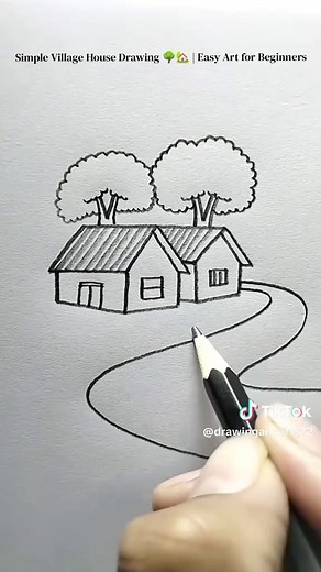 Easy Village House Sketch: Draw Step-by-Step ✏️