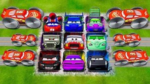 5.7K views · 76 reactions | Mega Pits With McQueen & Friends Pixar Cars Vs Big & Small McQueen with Saw wheels BeamNG.Drive | Beamng Game | Facebook