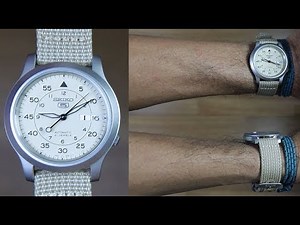 SEIKO 5 SNK803 AUTOMATIC BEIGE DIAL CANVAS - UNBOXING