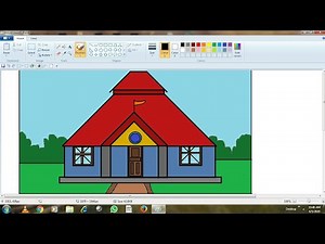 How to draw step by step beautiful house painting in computer / Ms paint