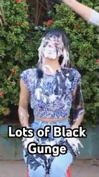 Hot Girl gets Pied and gets covered in Black gunge and Feathers!!🪶⚫️🥧🥧