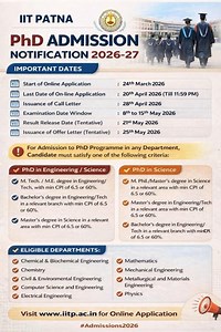 IIT Patna PhD Admission 2026 Notification | Eligibility, Dates, Fees| #iitpatna #phd #gate #csirnet