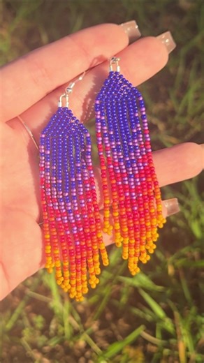 Sunset Fringe Earrings Tutorial! #diy #beadingtutorial #xerelia #beads #seedbeads #jewelry #crafts