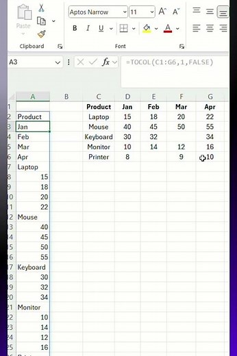 "Excel TOCOL Function 🔥 | Convert Rows & Columns to List"