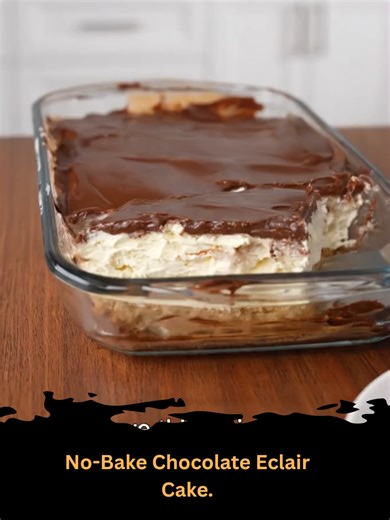 No-Bake Chocolate Eclair Cake.. Ingredients: For the vanilla pudding: 1 package instant vanilla pudding 3.4 ounce box 2 cups milk cold For the whipped cream: 1 cup heavy cream ¼ cup powdered sugar 1 teaspoon vanilla extract For the crust: 1½ sleeves graham crackers 12-14 crackers For the chocolate ganache topping: 1½ cups semi-sweet chocolate chips 9 ounces ¾ cup heavy cream Instructions: To make the eclair filling: Make the vanilla pudding by combining two cups of cold milk and pudding mix. Mix
