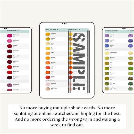 Stylecraft Special DK to Yarnsmiths Create DK Shade Matching Guide, Printable Knitting Reference PDF Download - Etsy