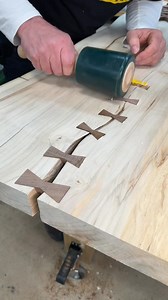 11M views · 34K reactions | I prefer Titebond 3 for these Slab Stitcher inlays because it’s a bit thinner  and the CHILL EPOXY P-Tech is a great way to fill the crack after #woodworking #tools #maker | The Dusty Lumber Co. | Facebook