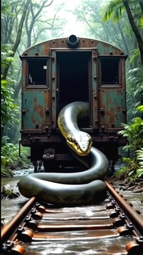 AI Travel Discovery | Python attacking train | Amazon Jungle #shorts #nature #art